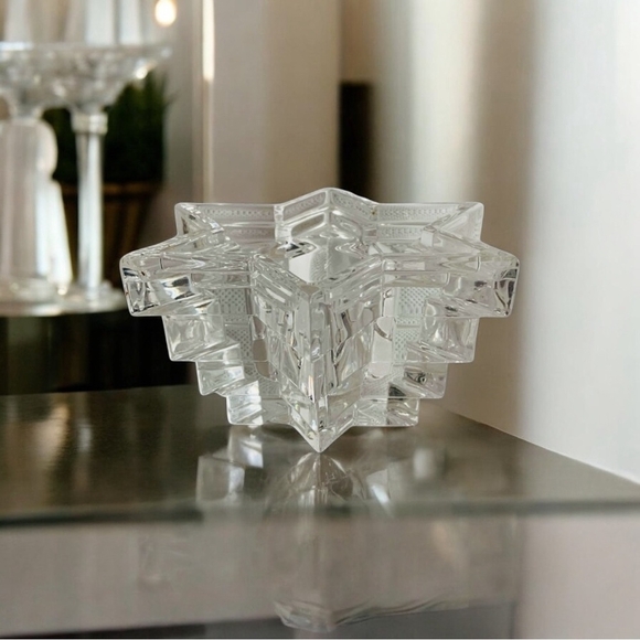 Vintage Crystal Candle Holder WMF Stacked Star of David Candle Stick Holder - Picture 1 of 7